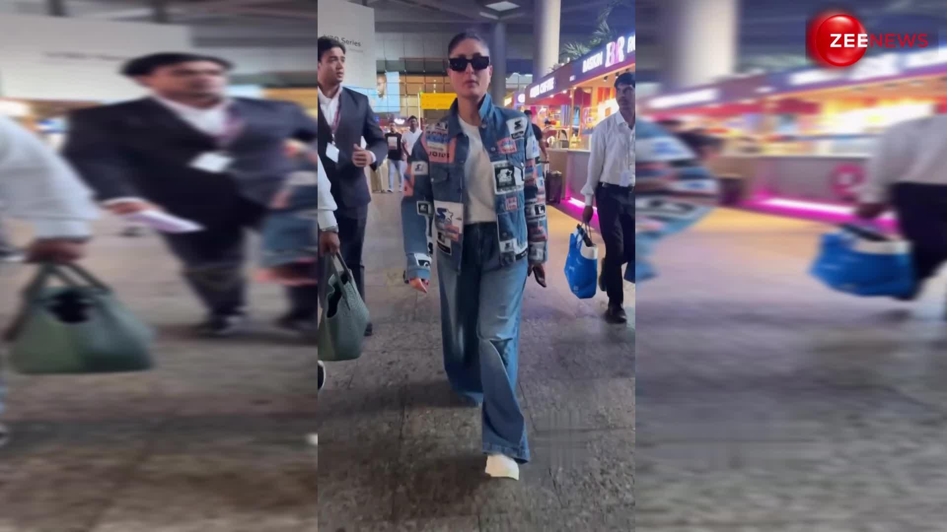 एयरपोर्ट पर स्पॉट हुईं स्टाइलिश लेडी Kareena Kapoor, डेनिम लुक में आईं नजर