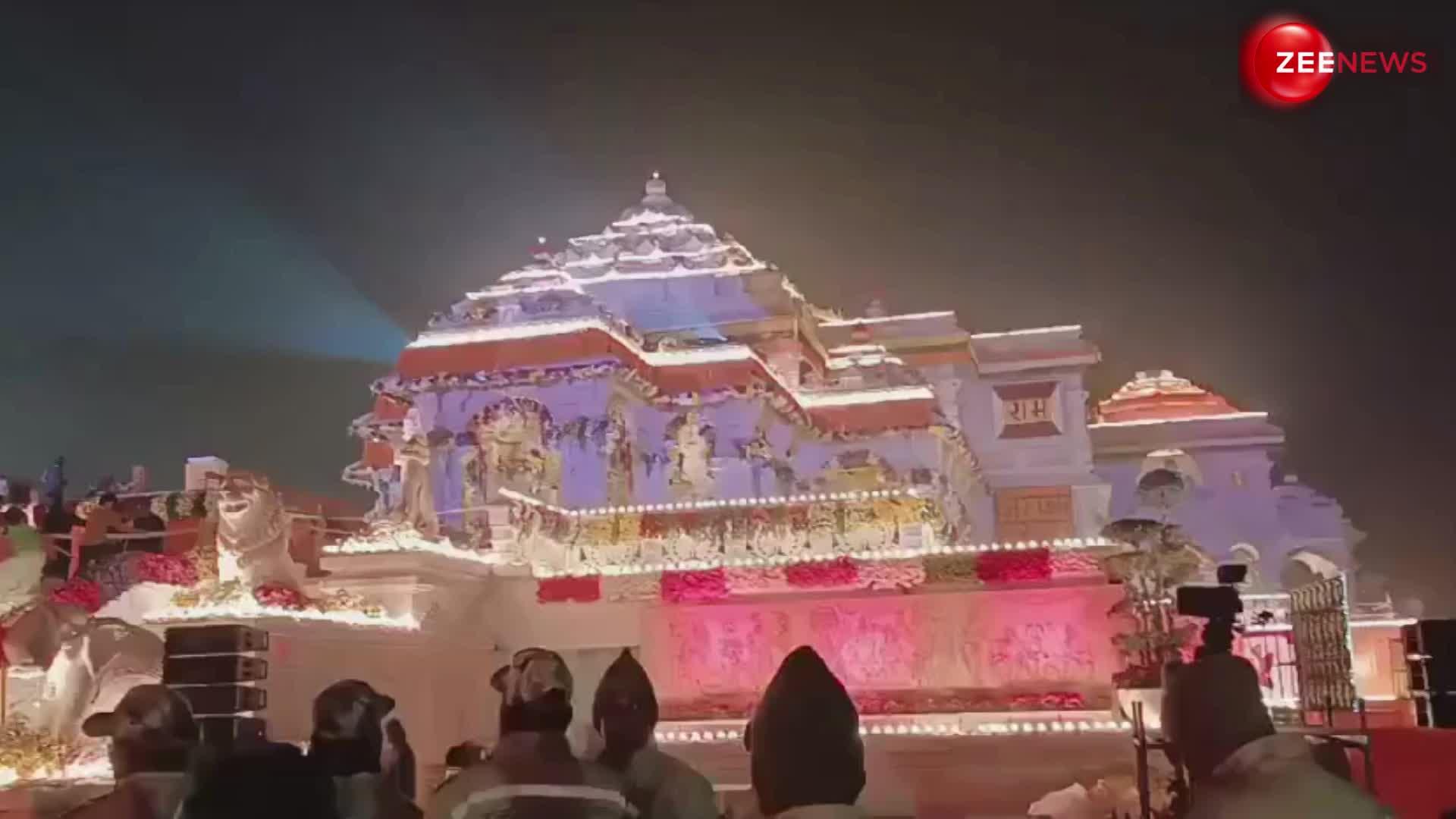 प्राण प्रतिष्ठा से पहले सुंदर रूप से सजा राम मंदिर, देखें राममय माहौल की पहली झलक