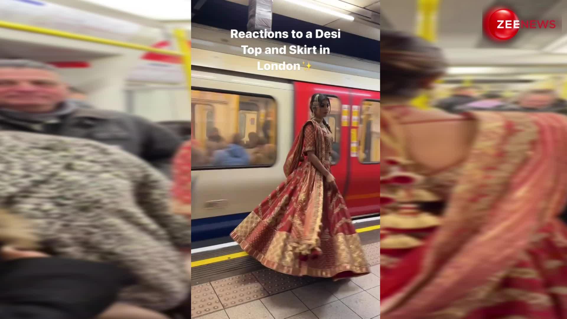 घाघरा चोली पहन लंदन की मेट्रो में घूमती दिखी लड़की, इंडियन गेटअप में देख शॉक्ड रह गए लोग