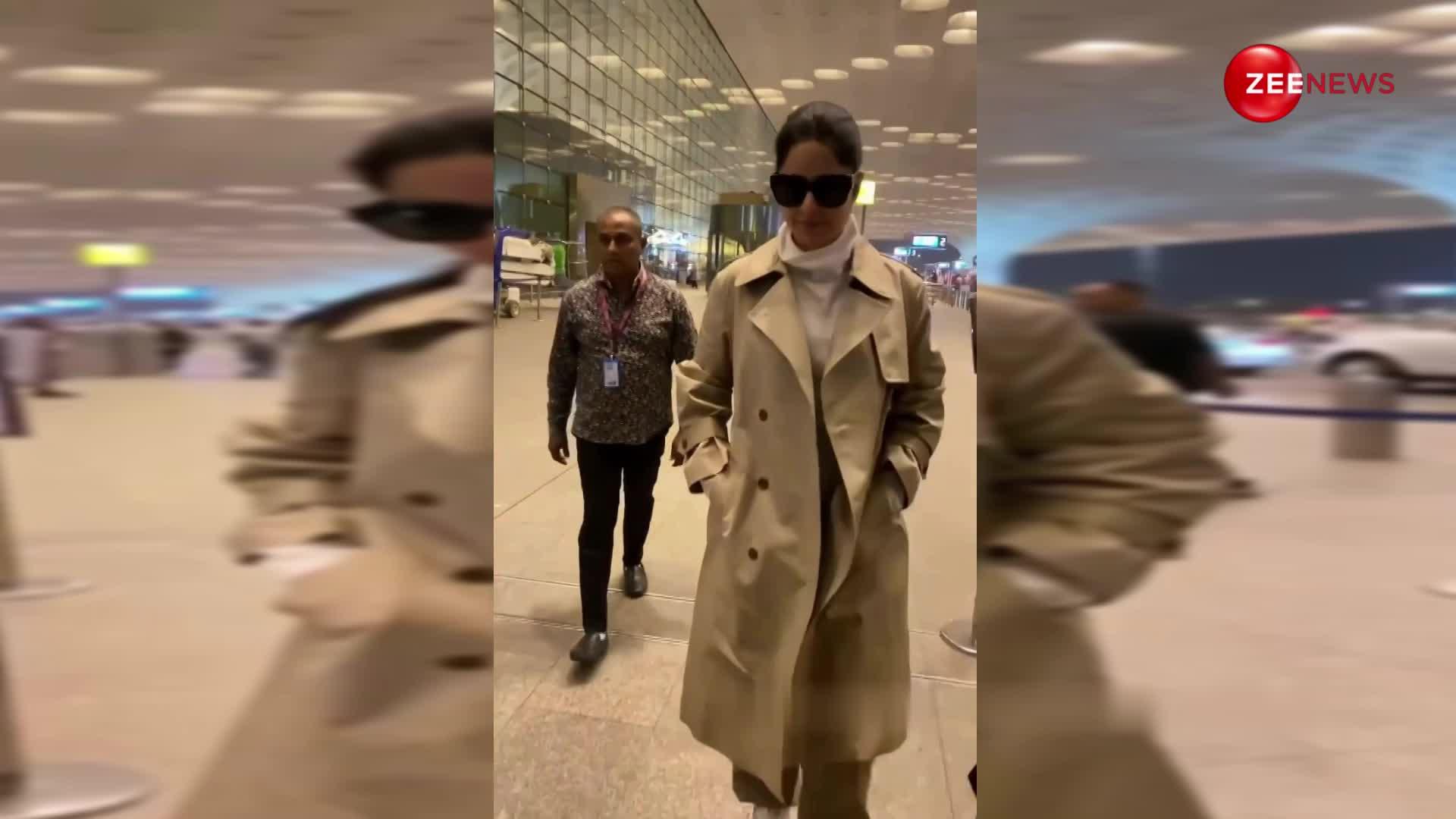 एयरपोर्ट पर लॉन्ग कोट पहने बॉस लुक में नजर आईं Katrina Kaif