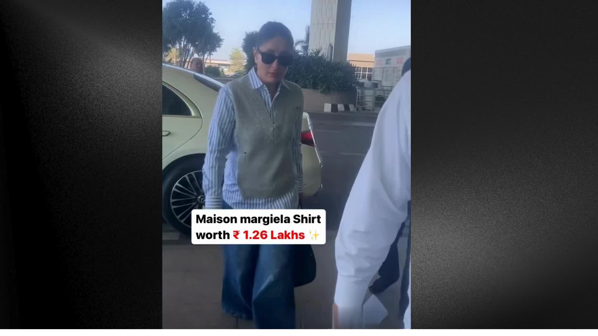 1.26 लाख की शर्ट पहन एयरपोर्ट पर नजर आईं Kareena Kapoor आउटफिट, देख उड़ जाएंगे आपके होश