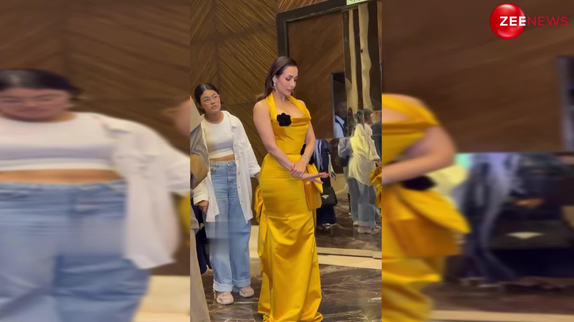 मस्टर्ड येलो ड्रेस में Malaika Arora ने दिखाया अपना ग्लैम लुक, लोगों ने की तारीफ