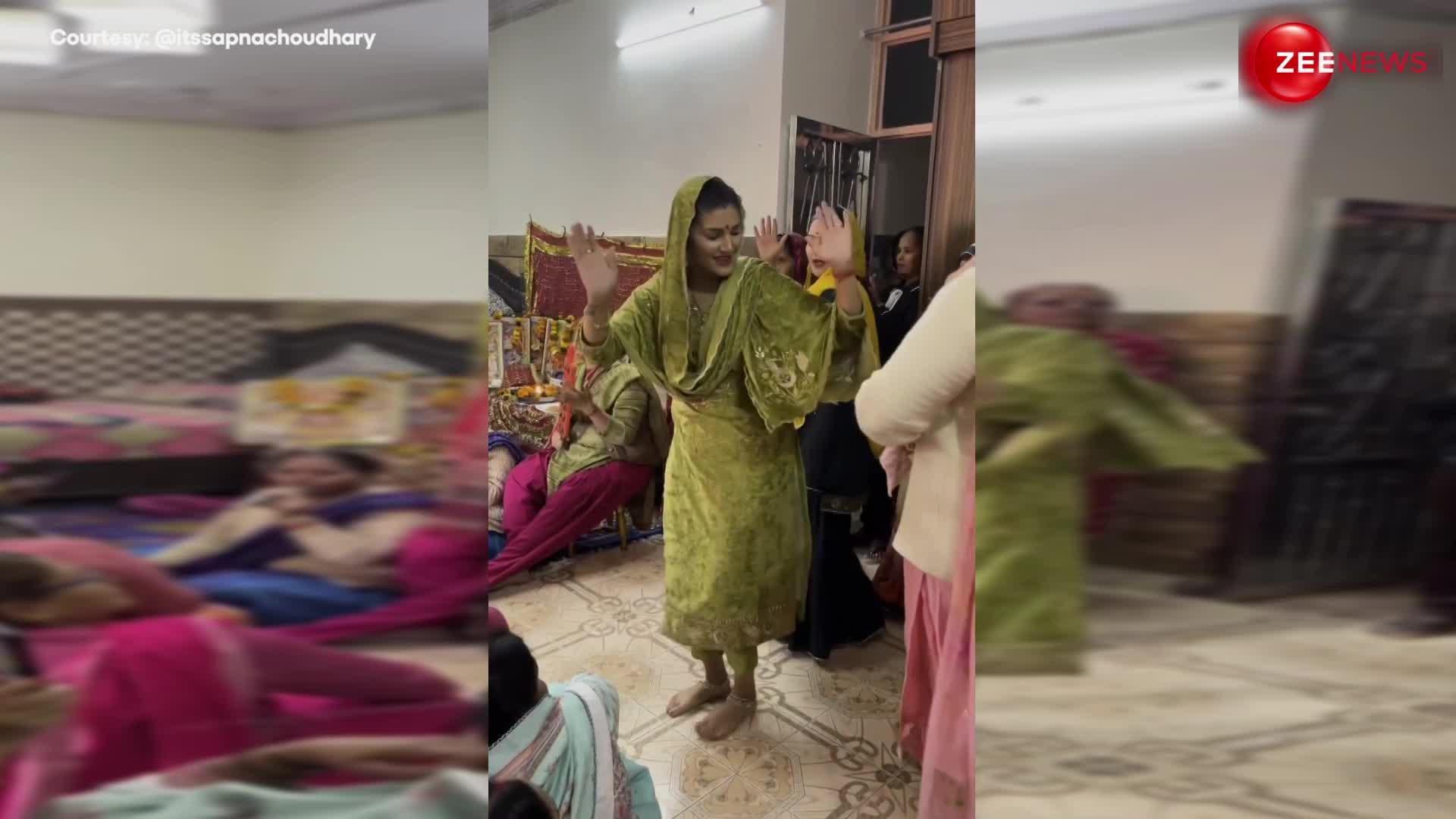 घर के कीर्तन में Sapna Choudhary ने घूंघट लेकर किया जबरदस्त डांस, ढोलक की थाप पर लगाए ठुमके
